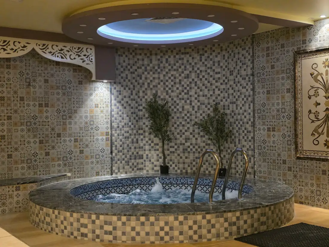 Indoor spa pool with bubbling water